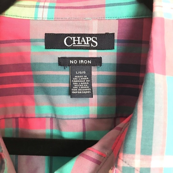 Women’s Chaps Colorful Plaid Button Up 3/4 sleeve shirt size Large - Picture 2 of 4